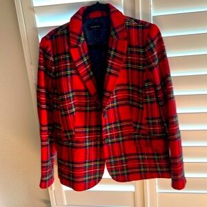 Talbots 14 Red Tartan Plaid Wool Blend Jacket